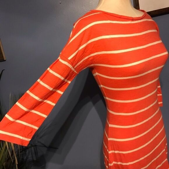 Express Coral & White Striped Half Sleeve Dress XS - Picture 3 of 11